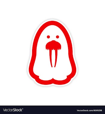 Paper sticker on white background Arctic walrus vector image