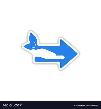 Paper sticker on white background arrow hand vector image