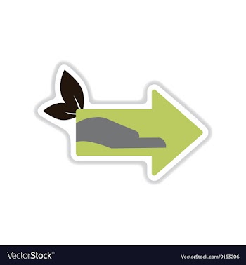 Paper sticker on white background arrow hand vector image