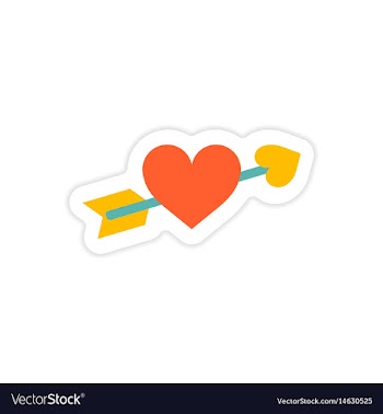 Paper sticker on white background arrow heart vector image