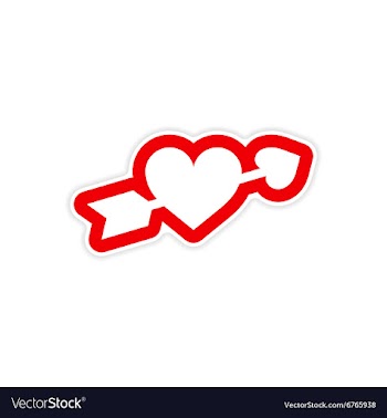 Paper sticker on white background arrow heart vector image