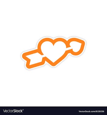 Paper sticker on white background arrow heart vector image