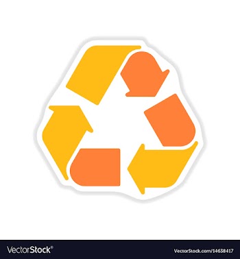Paper sticker on white background arrows recycling vector image