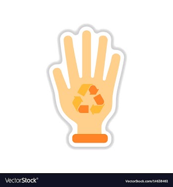 Paper sticker on white background arrows recycling vector image