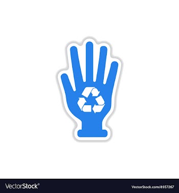 Paper sticker on white background arrows recycling vector image