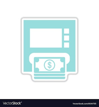 Paper sticker on white background ATM money vector image