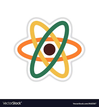 Paper sticker on white background atom vector image
