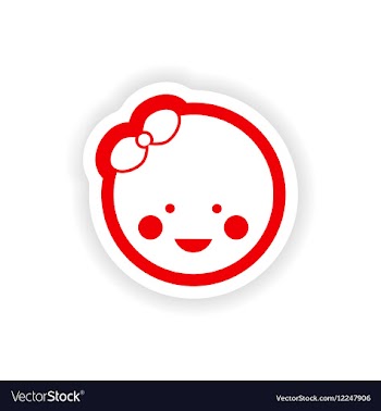 Paper sticker on white background baby girl vector image