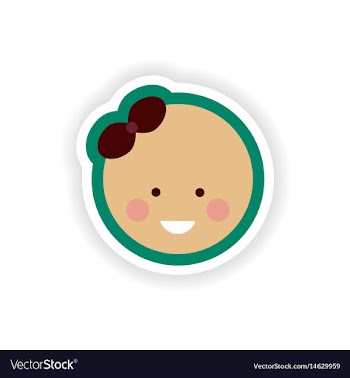 Paper sticker on white background baby girl vector image