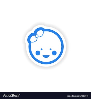Paper sticker on white background baby girl vector image