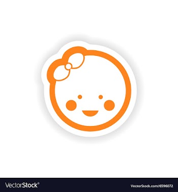 Paper sticker on white background baby girl vector image