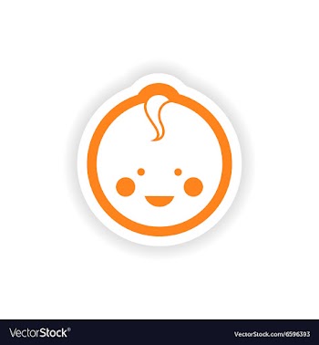 Paper sticker on white background baby girl vector image