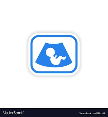 Paper sticker on white background baby ultrasound vector image