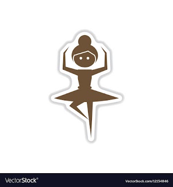 Paper sticker on white background ballerina vector image