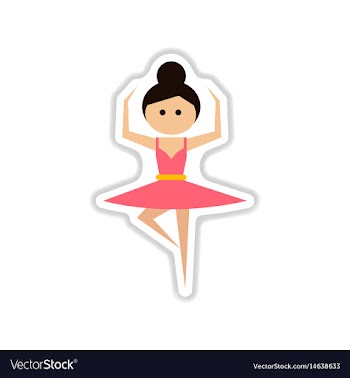 Paper sticker on white background ballerina vector image