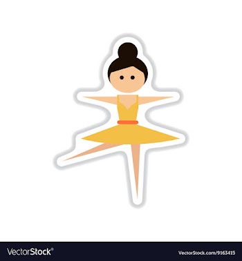 Paper sticker on white background ballerina vector image