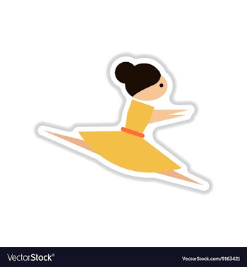 Paper sticker on white background ballerina vector image