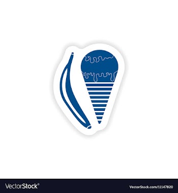 Paper sticker on white background banana ice cream vector image