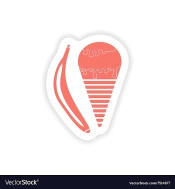 Paper sticker on white background banana ice cream vector image