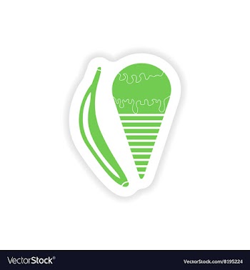 Paper sticker on white background banana ice cream vector image
