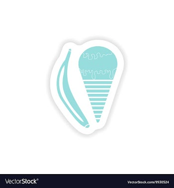 Paper sticker on white background banana ice cream vector image