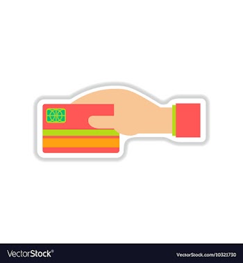 Paper sticker on white background bank card hand vector image