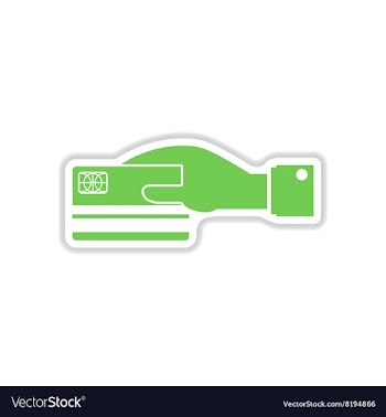 Paper sticker on white background bank card hand vector image