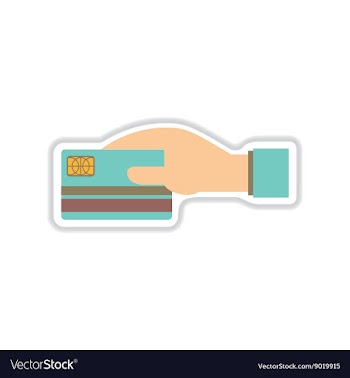 Paper sticker on white background bank card hand vector image