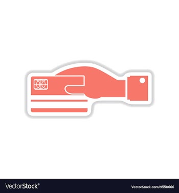 Paper sticker on white background bank card hand vector image