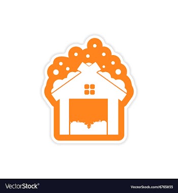 Paper sticker on white background barn in snow vector image