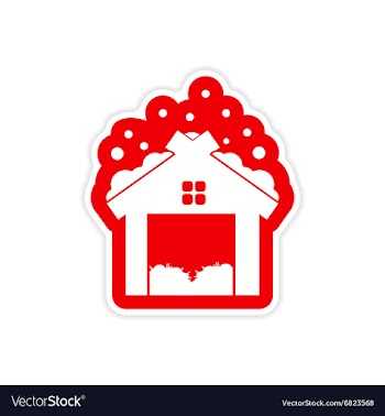 Paper sticker on white background barn in snow vector image
