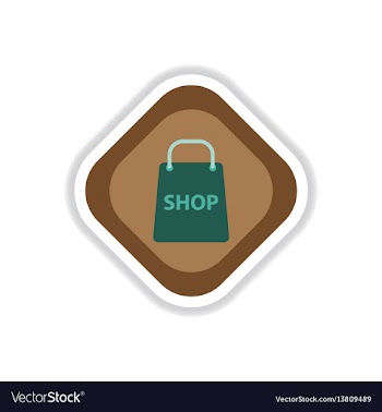 Paper sticker on white background basket shop vector image