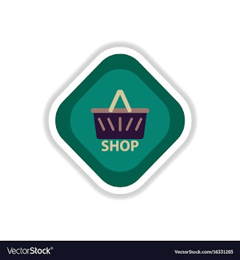 Paper sticker on white background basket shop vector image