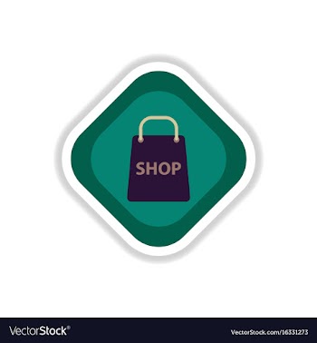 Paper sticker on white background basket shop vector image