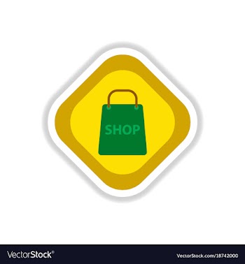 Paper sticker on white background basket shop vector image
