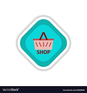 Paper sticker on white background basket shop vector image