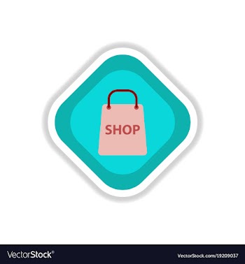 Paper sticker on white background basket shop vector image