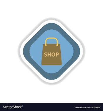 Paper sticker on white background basket shop vector image
