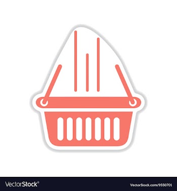 Paper sticker on white background basket shop vector image
