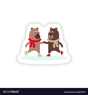 Paper sticker on white background Bear skating vector image