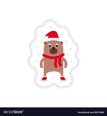Paper sticker on white background Bear skating vector image