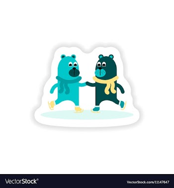 Paper sticker on white background Bear skating vector image