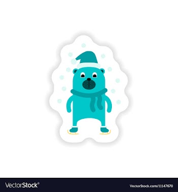 Paper sticker on white background Bear skating vector image