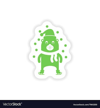 Paper sticker on white background Bear skating vector image