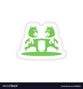 Paper sticker on white background Bear skating vector image