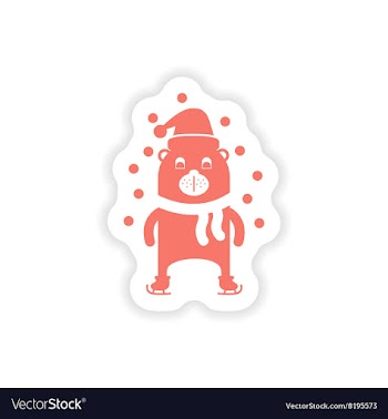 Paper sticker on white background Bear skating vector image