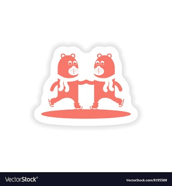 Paper sticker on white background Bear skating vector image