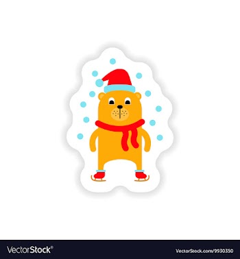 Paper sticker on white background Bear skating vector image