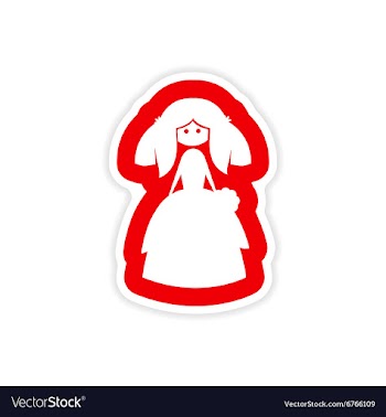 Paper sticker on white background beautiful bride vector image