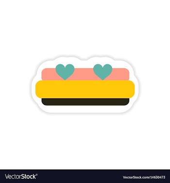 Paper sticker on white background bed honeymoon vector image